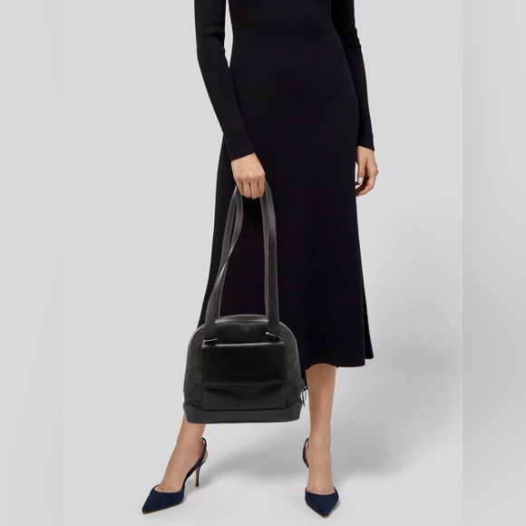 Authentic GUCCI Vintage Bamboo Shoulder Bag Purse Leather Black - Picture 15 of 15